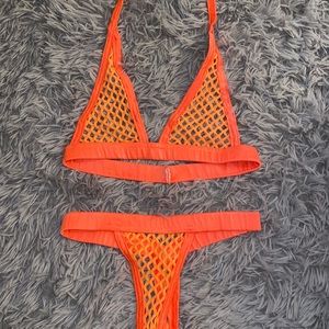 Neon Orange Mesh Bikini